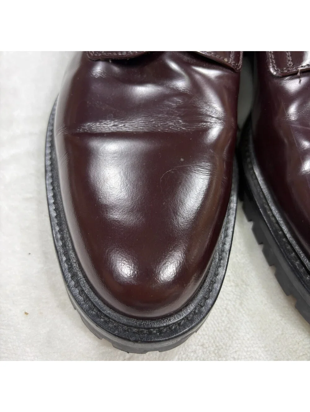 Common Projects 2321 EU 42 Burgundy Leather Derby Lug Sole Shoes Made Italy